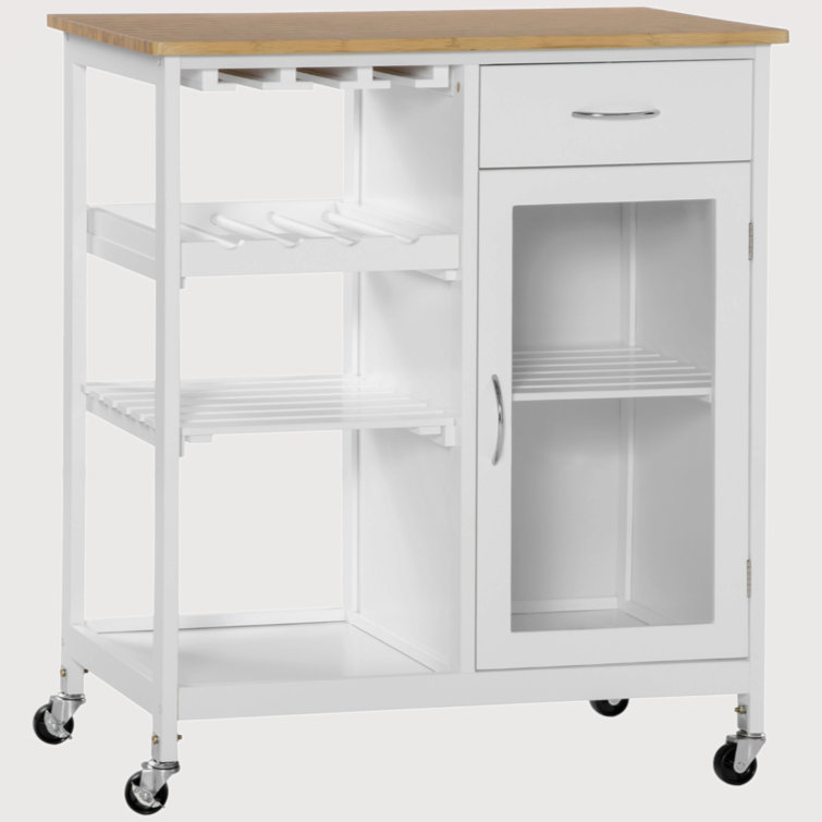 David Rolling Kitchen Island With Storage, Kitchen Cart With 4Bottle